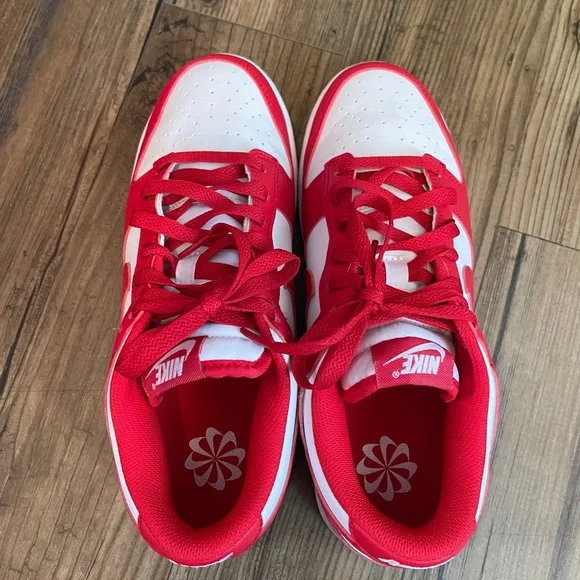 Nike Red and White Low-Top dunk Sneakers women’s 9 - Picture 3 of 10